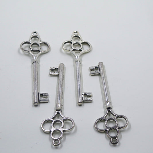 Key Charm Pendant Antique Silver Tone