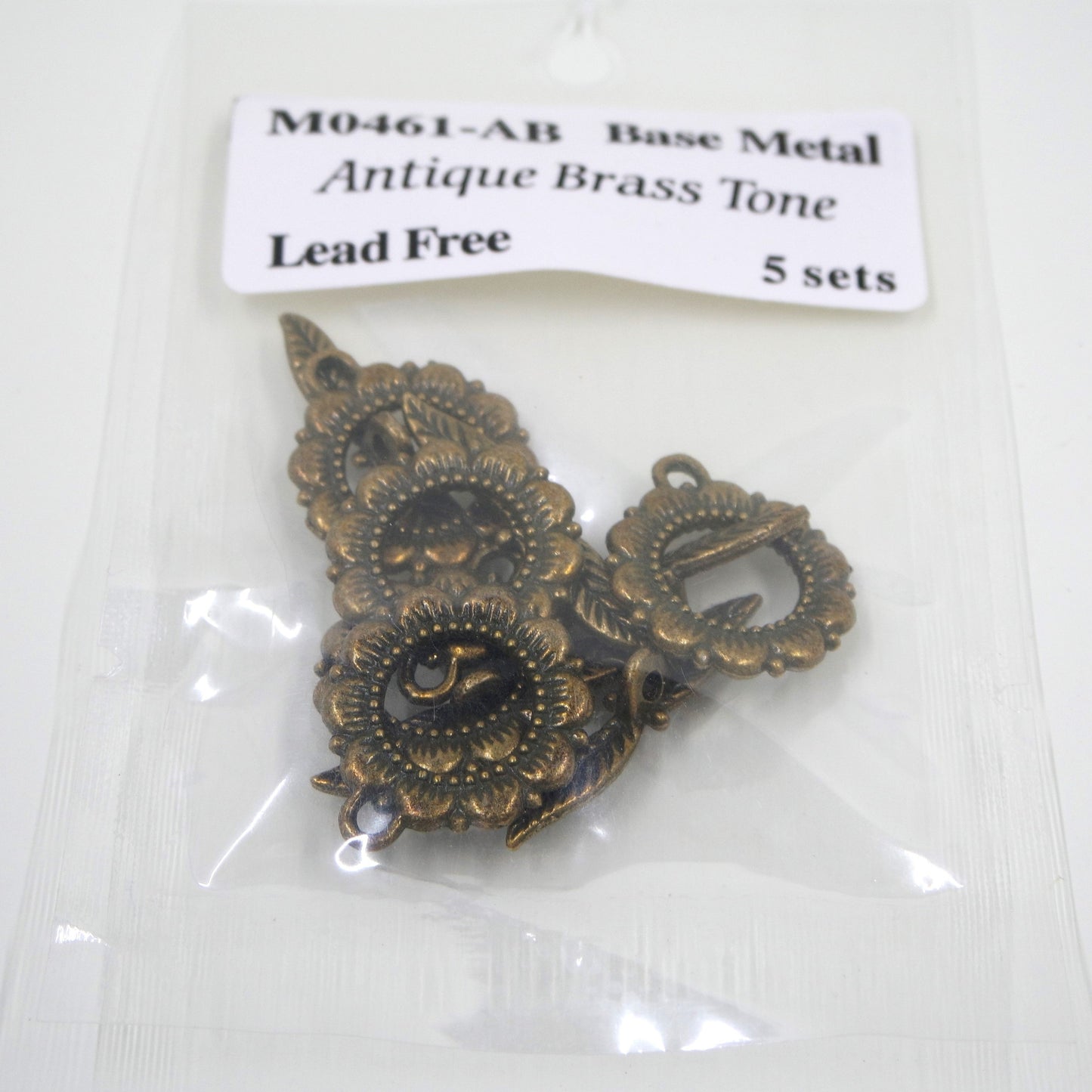 Flower and Leaf Toggle Clasp Antique Brass Tone