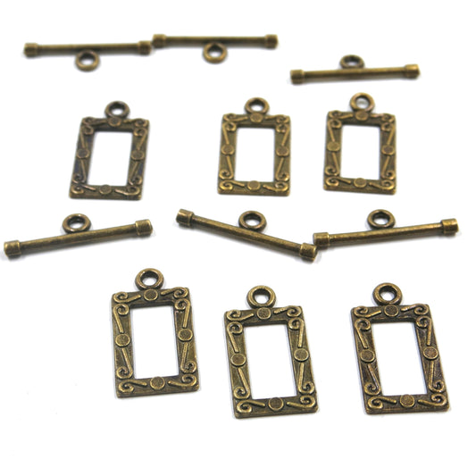 Rectangle Frame Clasp Antique Brass Tone