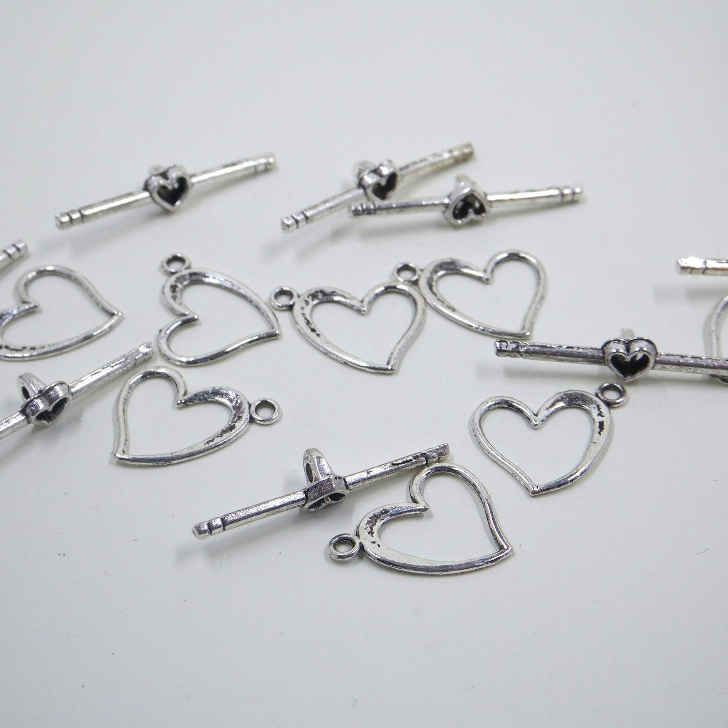 Heart Toggle Clasp Antique Silver Tone