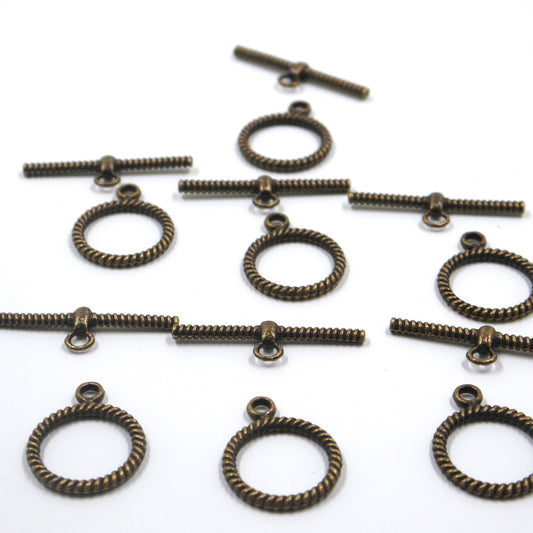 Rope Circle Toggle Clasp Antique Brass Tone