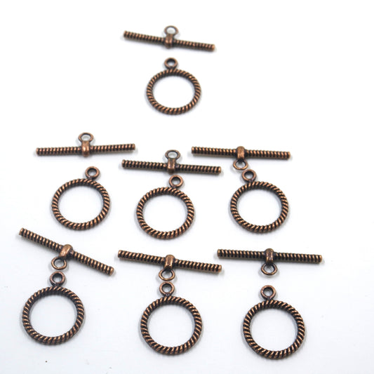 Rope Circle Toggle Clasp Antique Copper Tone
