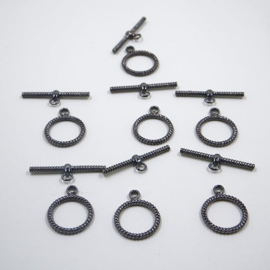 Rope Circle Toggle Clasp Gunmetal Tone
