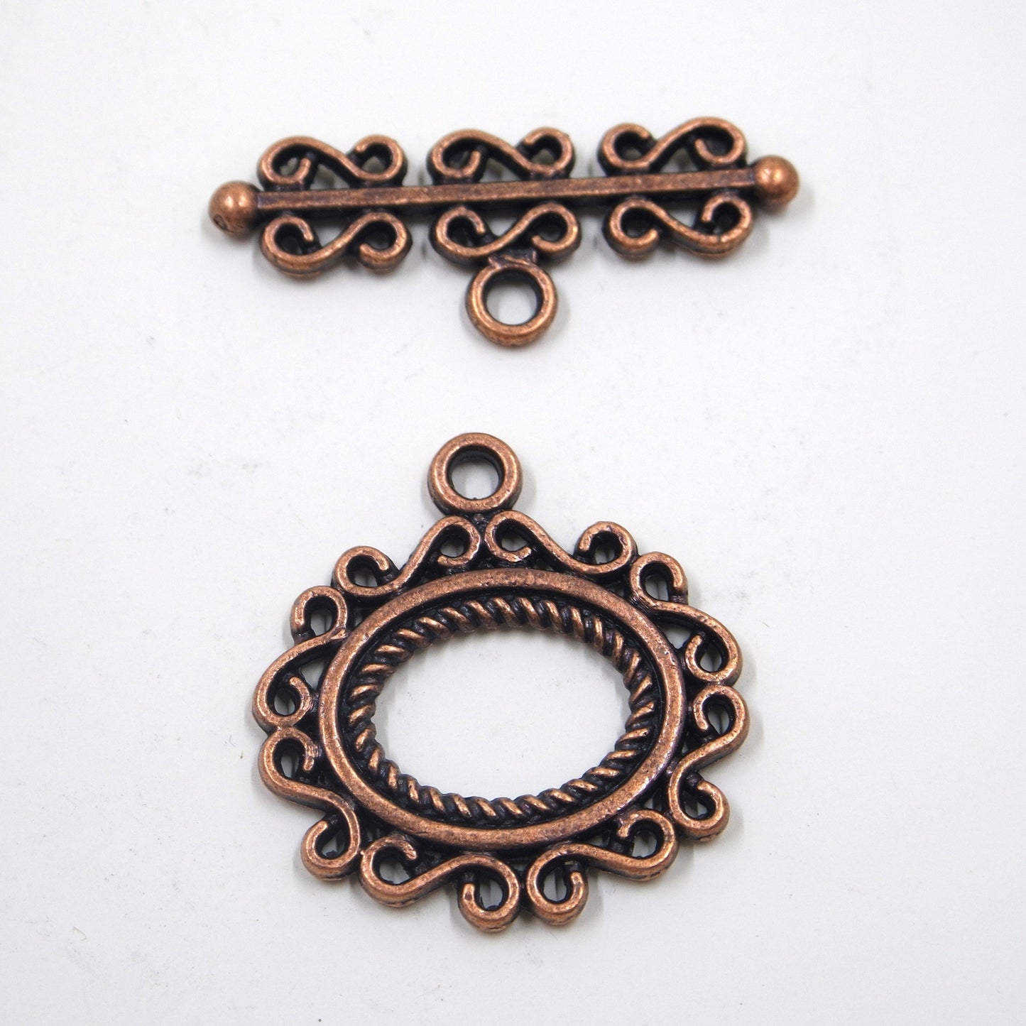 Scroll Frame Toggle Clasp Antique Copper Tone