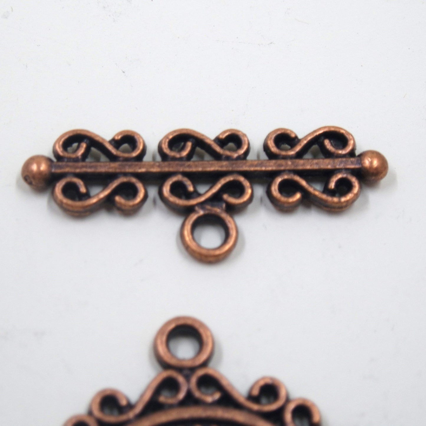 Scroll Frame Toggle Clasp Antique Copper Tone