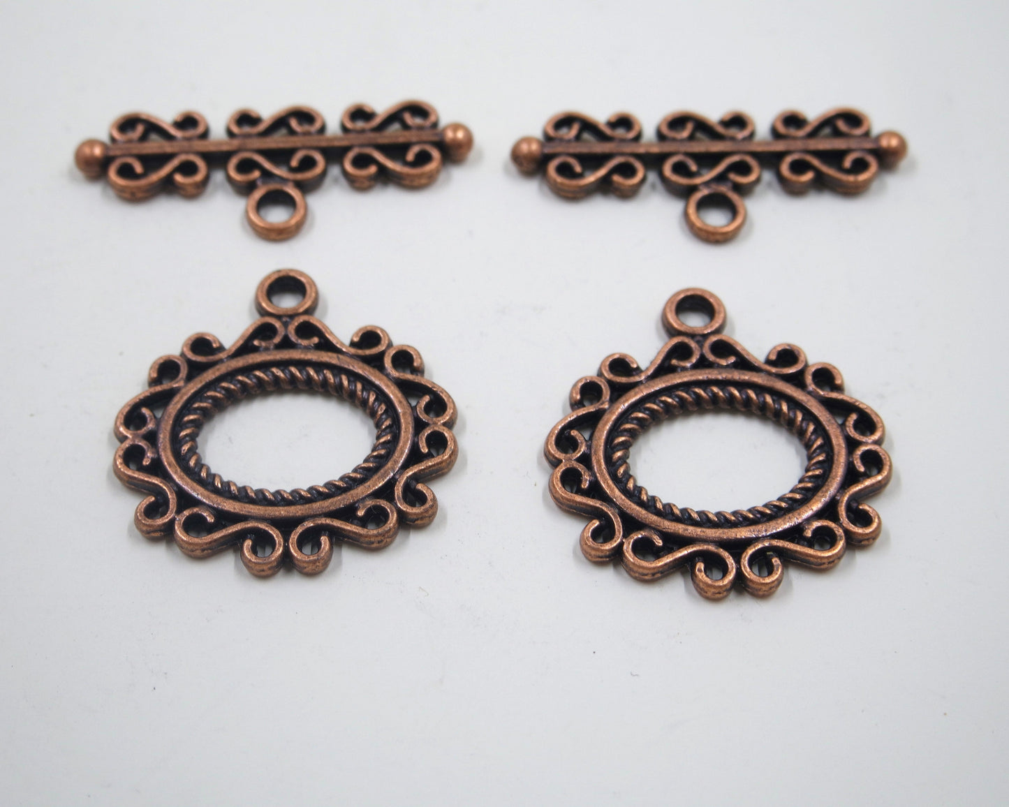 Scroll Frame Toggle Clasp Antique Copper Tone