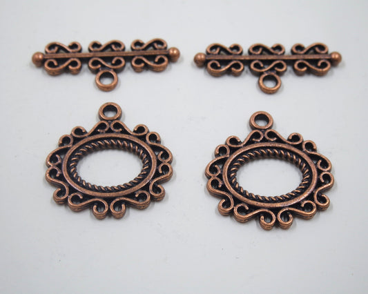 Scroll Frame Toggle Clasp Antique Copper Tone
