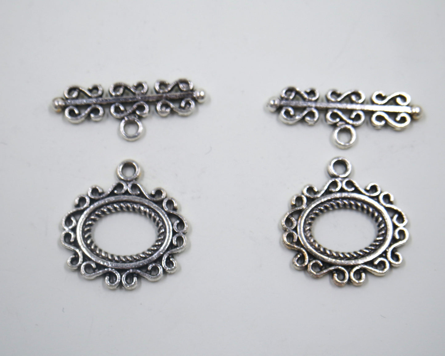 Scroll Frame Toggle Clasp Antique Silver Tone
