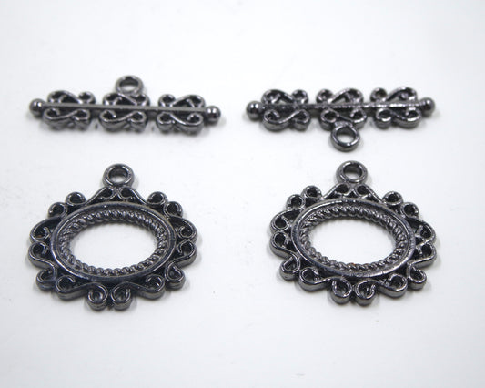 Scroll Frame Toggle Clasp Gunmetal Tone