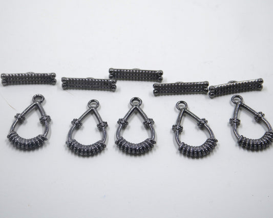 Teardrop Textured Toggle Clasp Gunmetal Tone