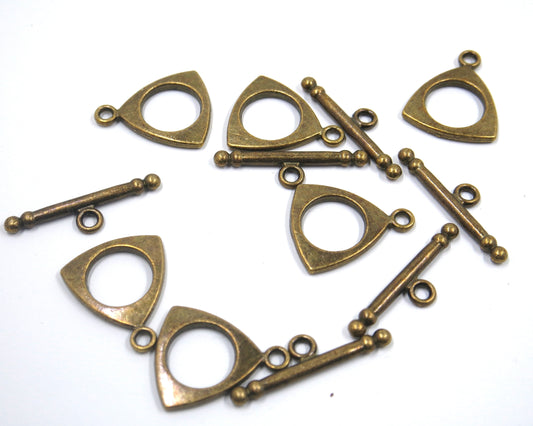 Triangle Circle Toggle Clasp Antique Brass Tone