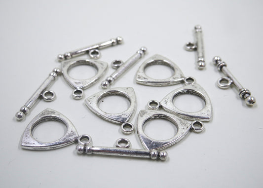 Triangle Circle Toggle Clasp Antique Silver Tone