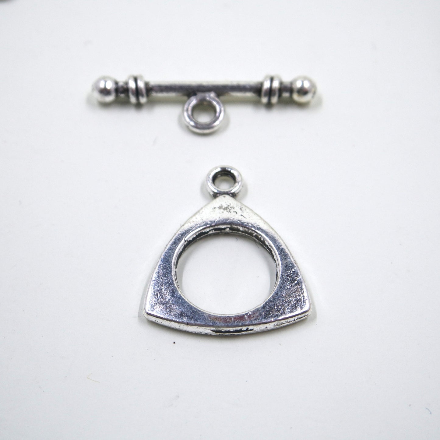 Triangle Circle Toggle Clasp Antique Silver Tone