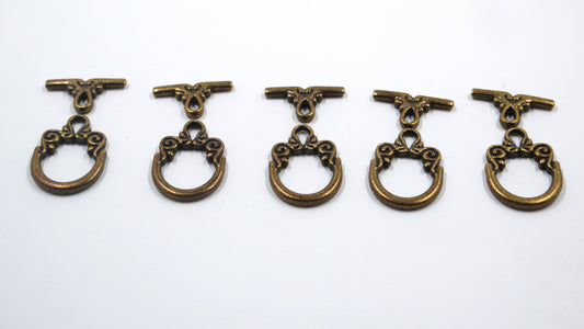 Vine Scroll Swirl Toggle Clasp Antique Brass Tone
