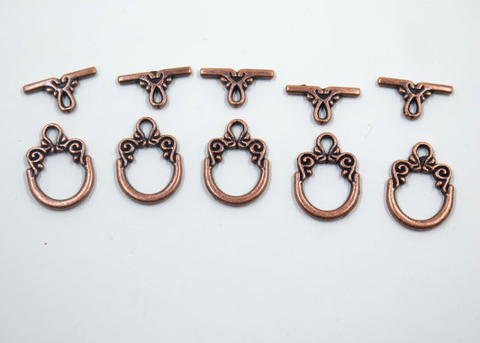 Vine Scroll Swirl Toggle Clasp Antique Copper Tone