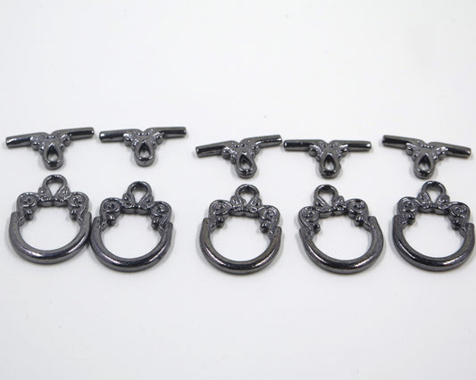 Vine Scroll Swirl Toggle Clasp Gunmetal Tone