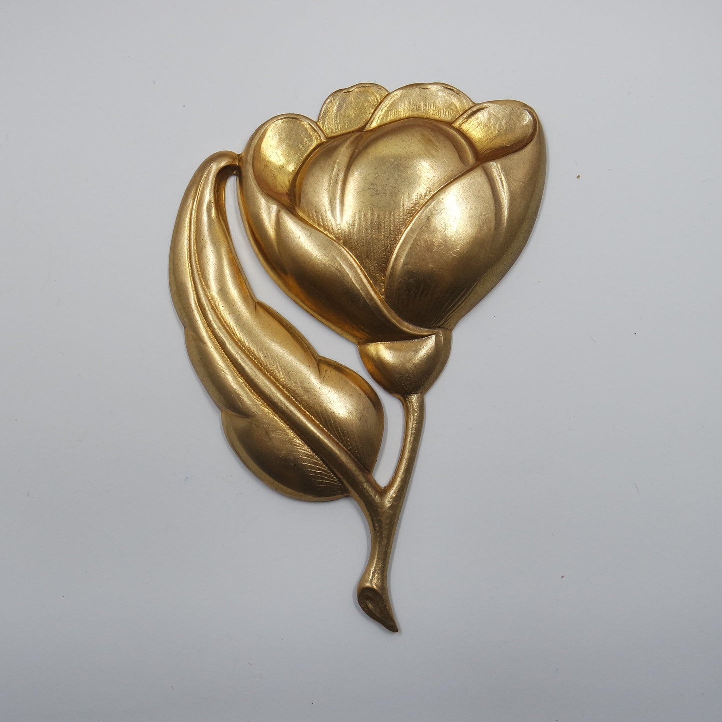 Large Gold Brass Rose Flower Jewelry Finding Embellishment