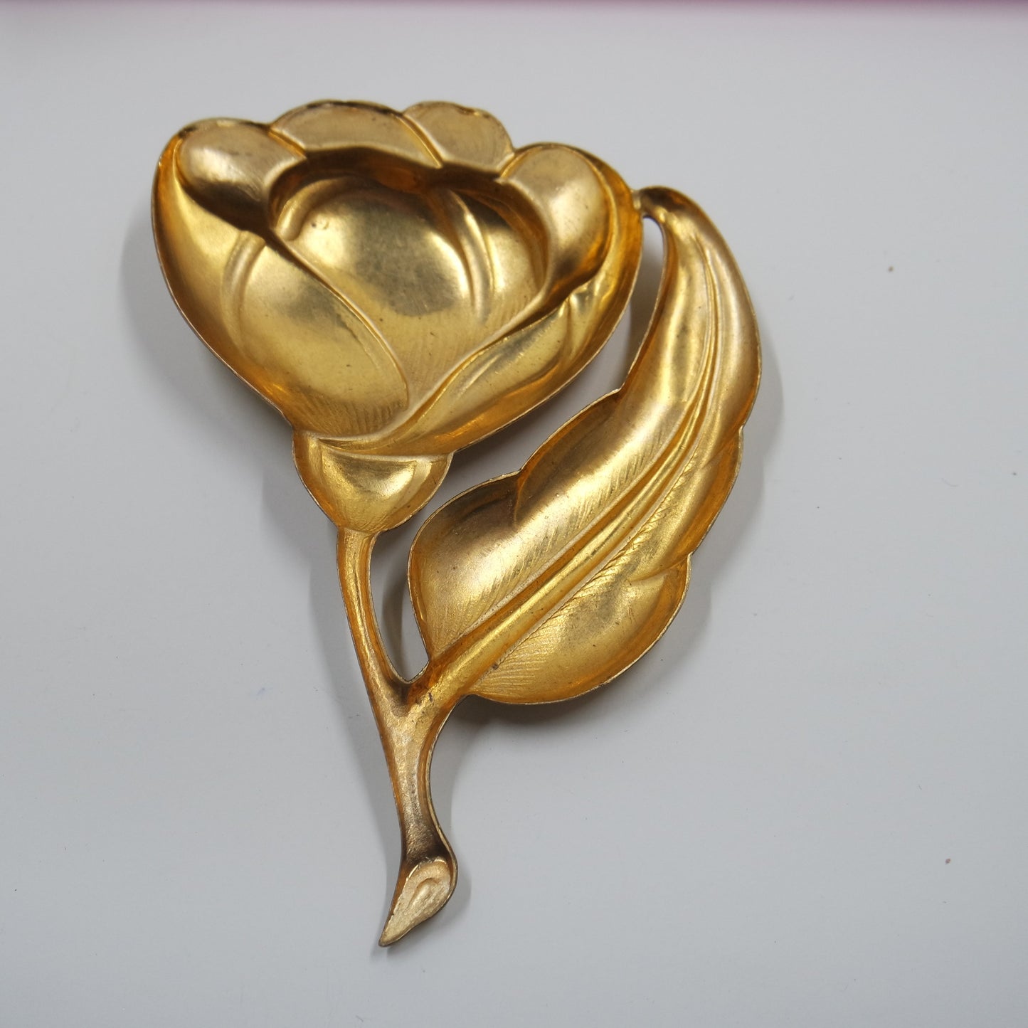 Large Gold Brass Rose Flower Jewelry Finding Embellishment