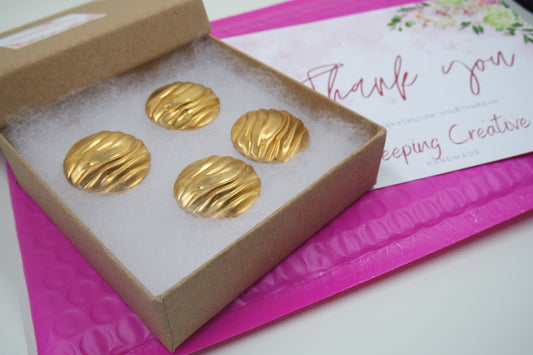 brass gold stamped textured ripple circle jewelry finding embellishment