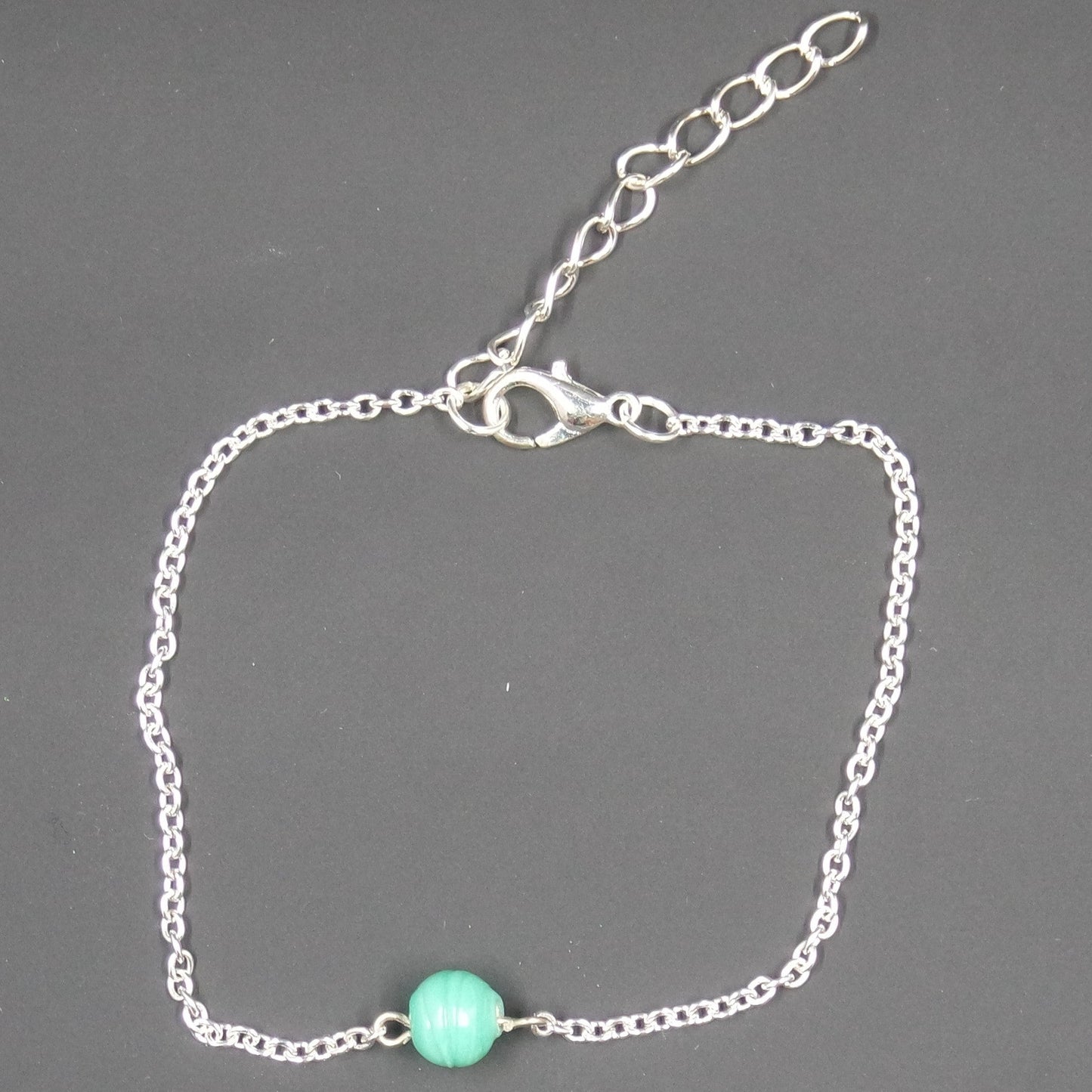 Minimalist Turquoise Bead Silver Bracelet