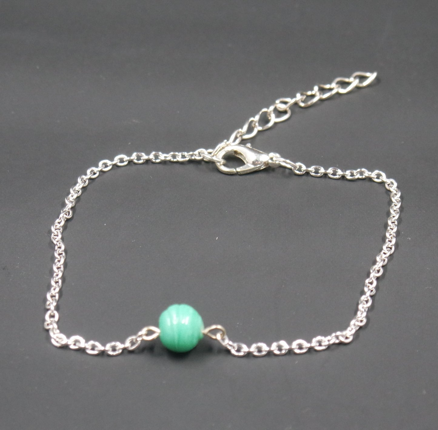 Minimalist Turquoise Bead Silver Bracelet