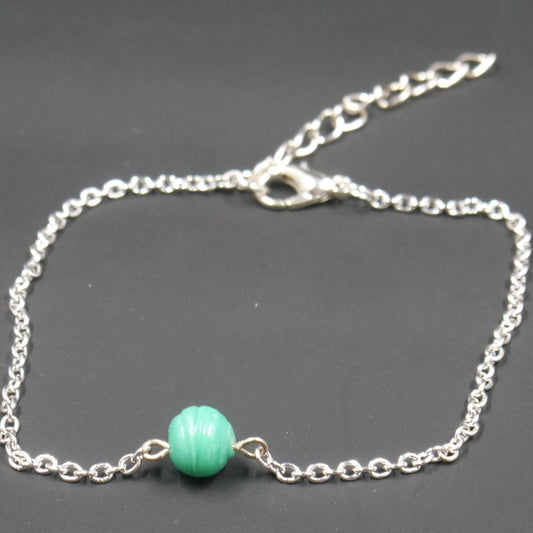 Minimalist Turquoise Bead Silver Bracelet