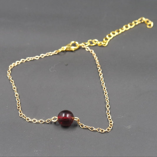 Elegant Red Bead Gold Chain Adjustable Bracelet