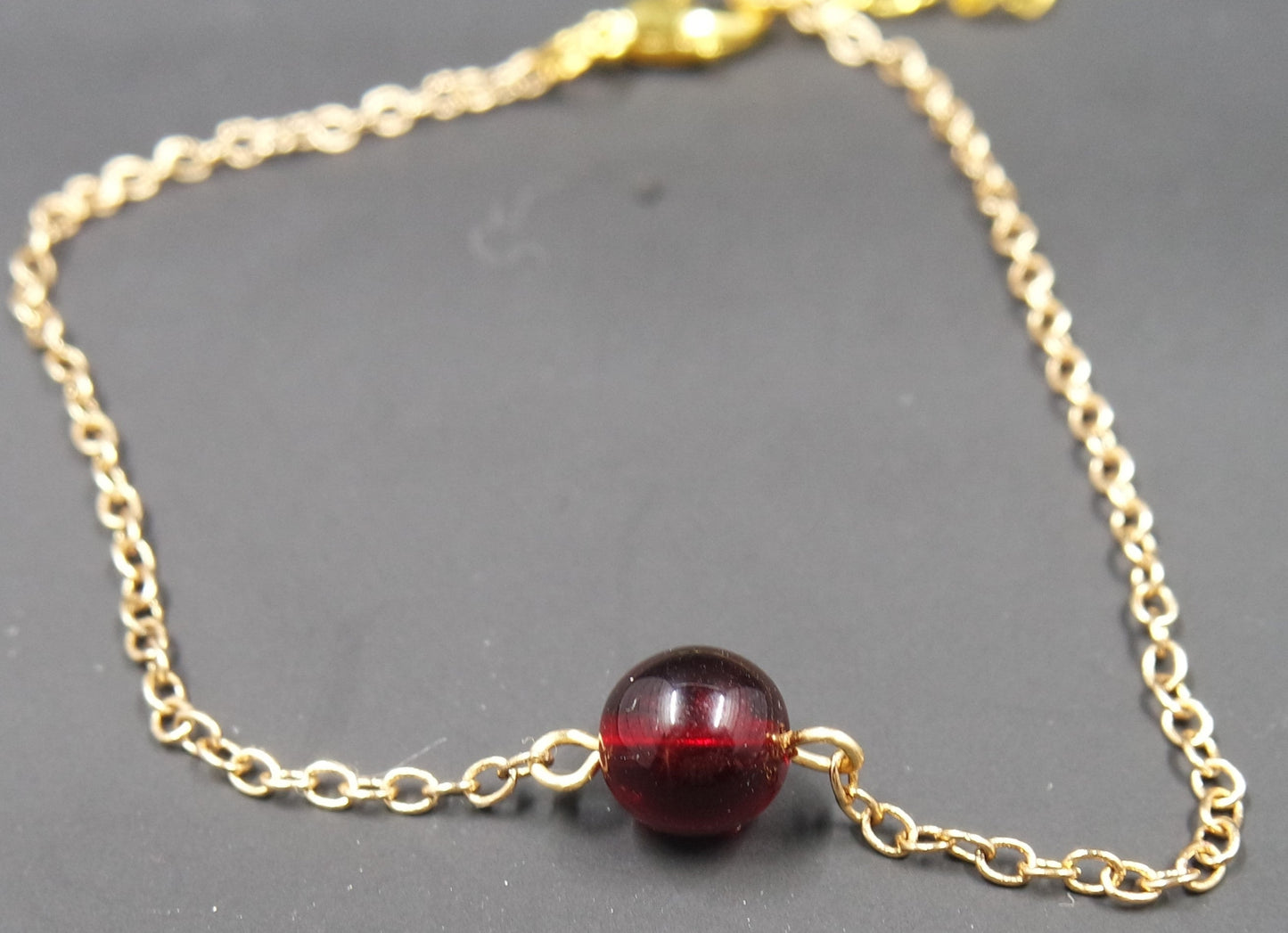 Elegant Red Bead Gold Chain Adjustable Bracelet