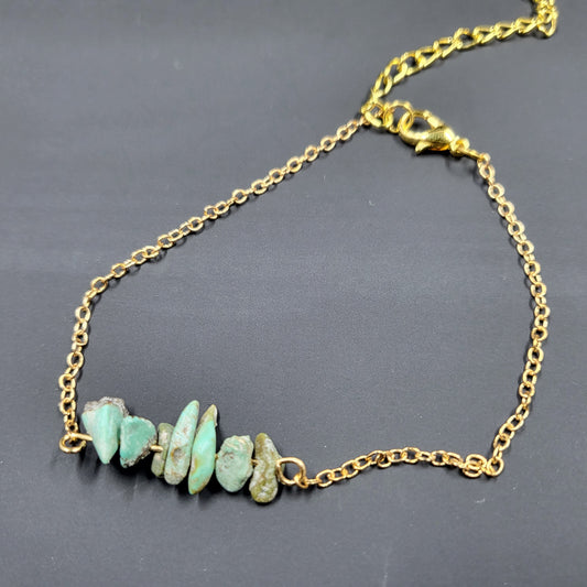 Turquoise Stone Beaded Minimalist Gold Chain Bracelet