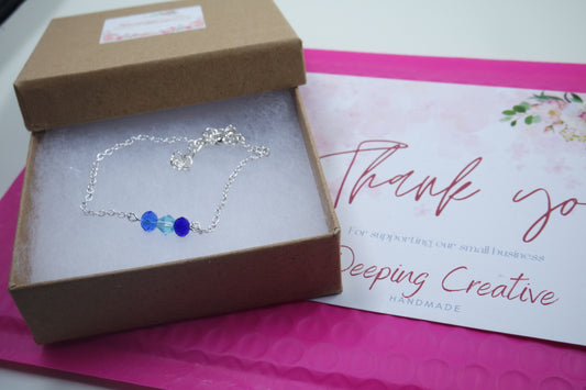 Blue Sparkle Bead Silver Bracelet