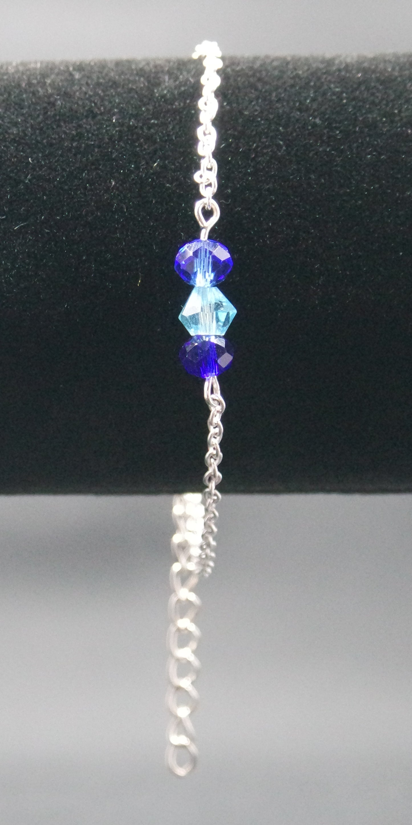 Blue Sparkle Bead Silver Bracelet