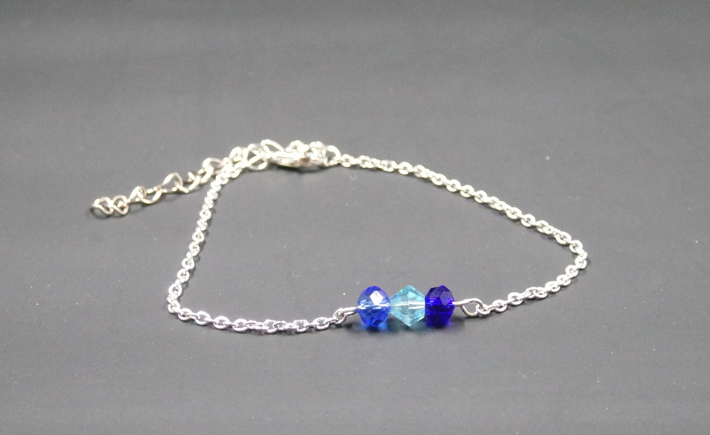 Blue Sparkle Bead Silver Bracelet