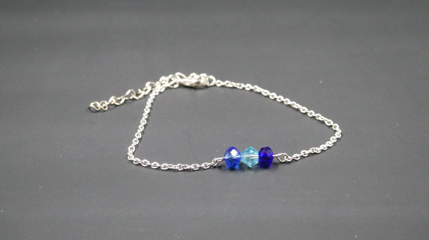 Blue Sparkle Bead Silver Bracelet