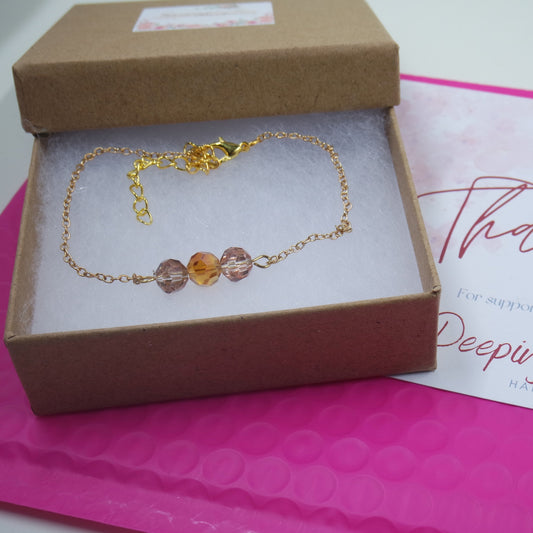Gold Brown Sparkle Bead Bracelet