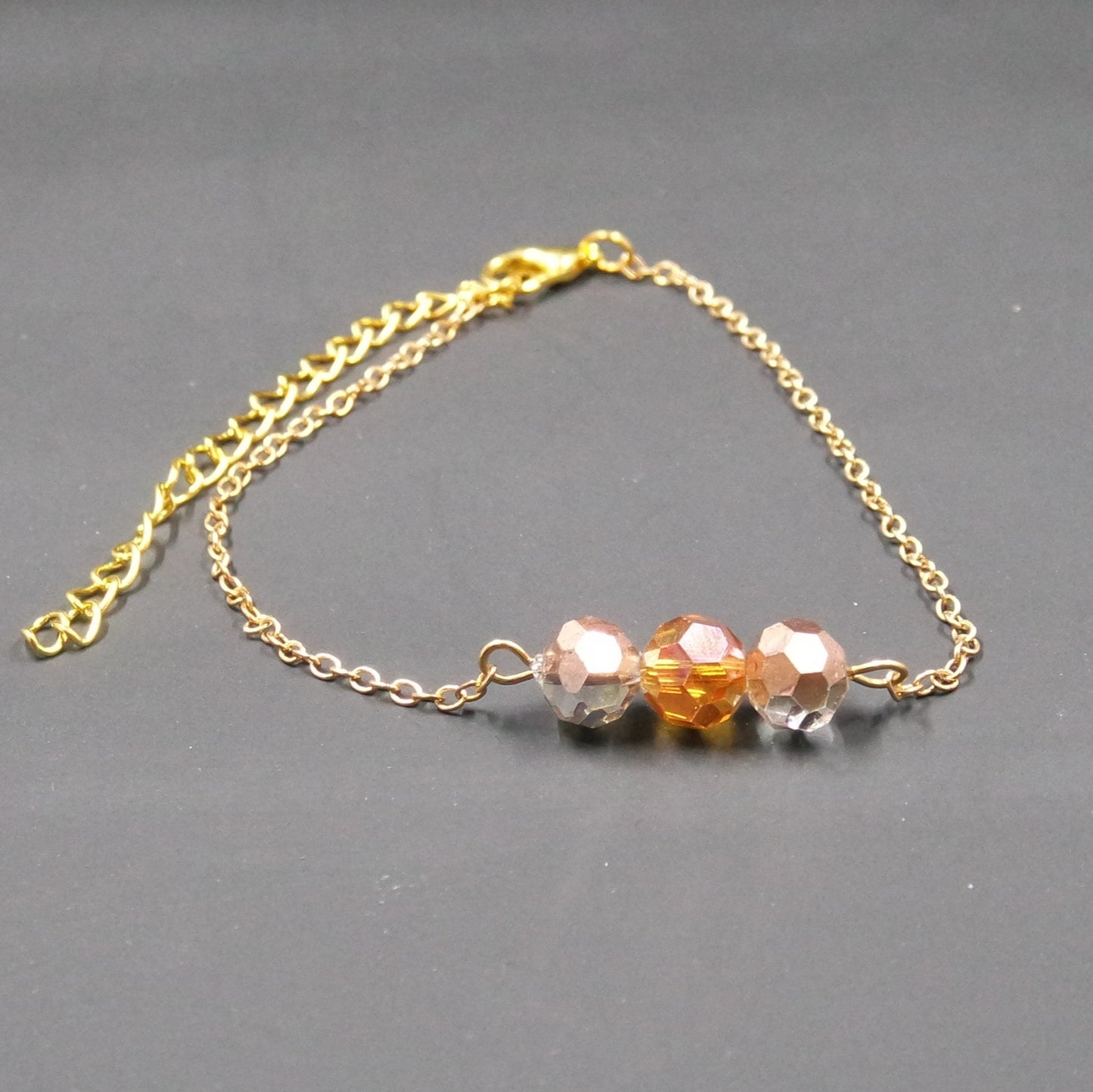 Gold Brown Sparkle Bead Bracelet
