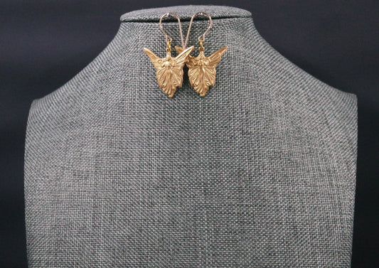 Art Deco Gold Brass Fairy Angel Handmade Dangle Drop Earrings