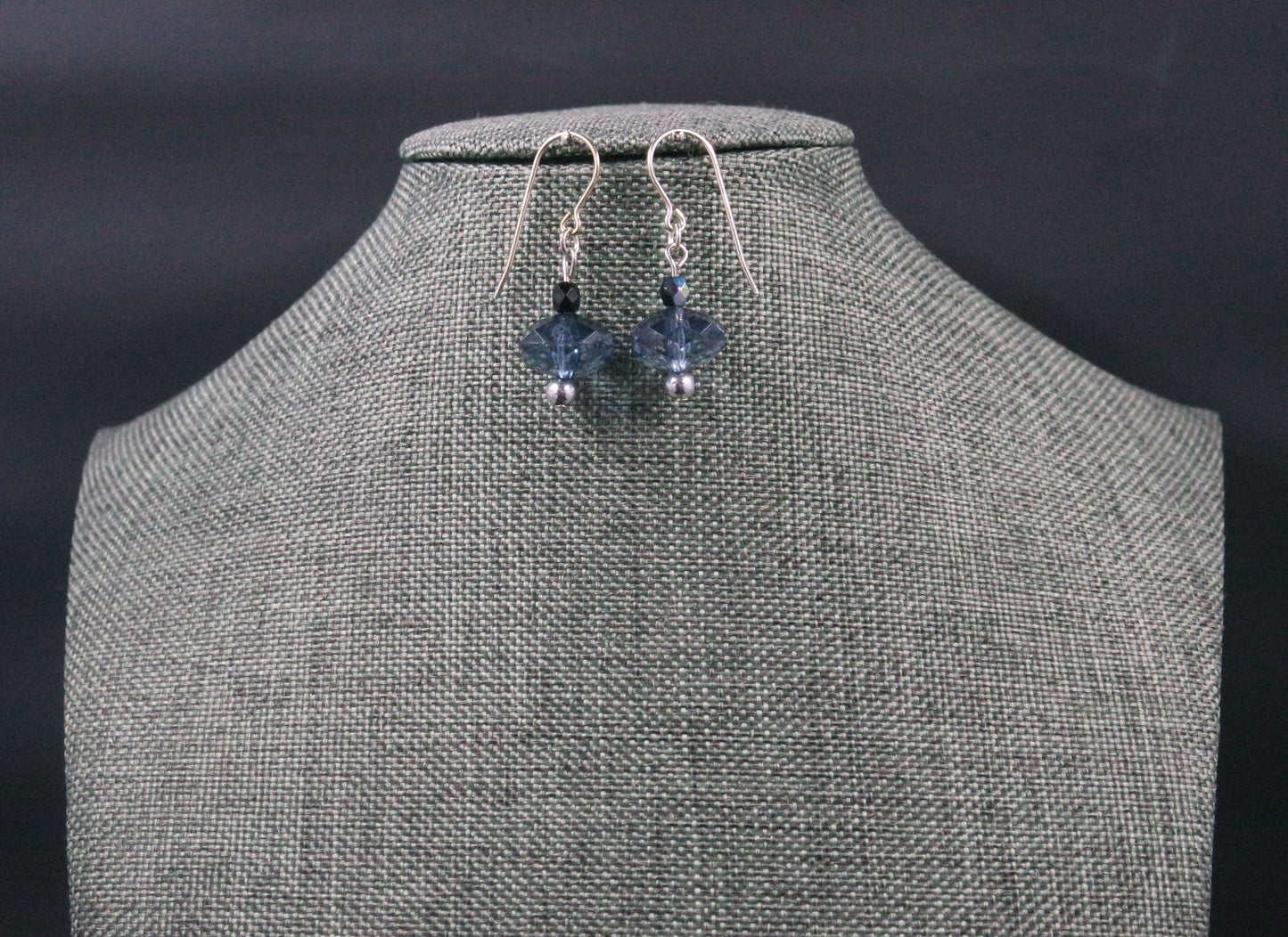 Blue Purple Sparkle Bead Dangle Drop Silver Hook Handmade Earrings