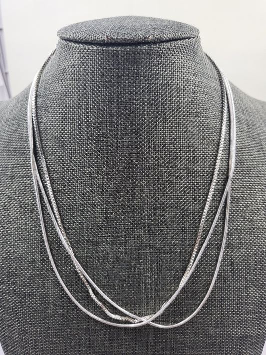 925 Sterling Silver Square Diamond Cut Snake Chain Necklace