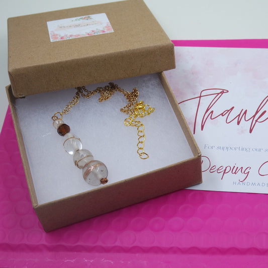 Gold Copper Sparkle Glitter Necklace