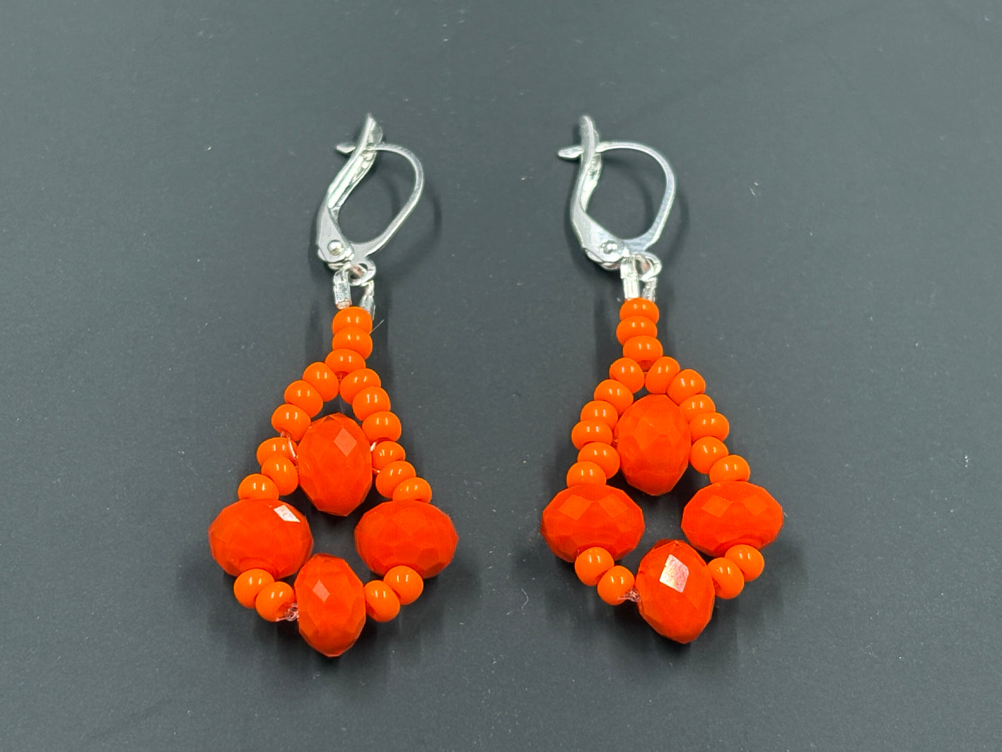 Orange Crystal Beaded Earrings