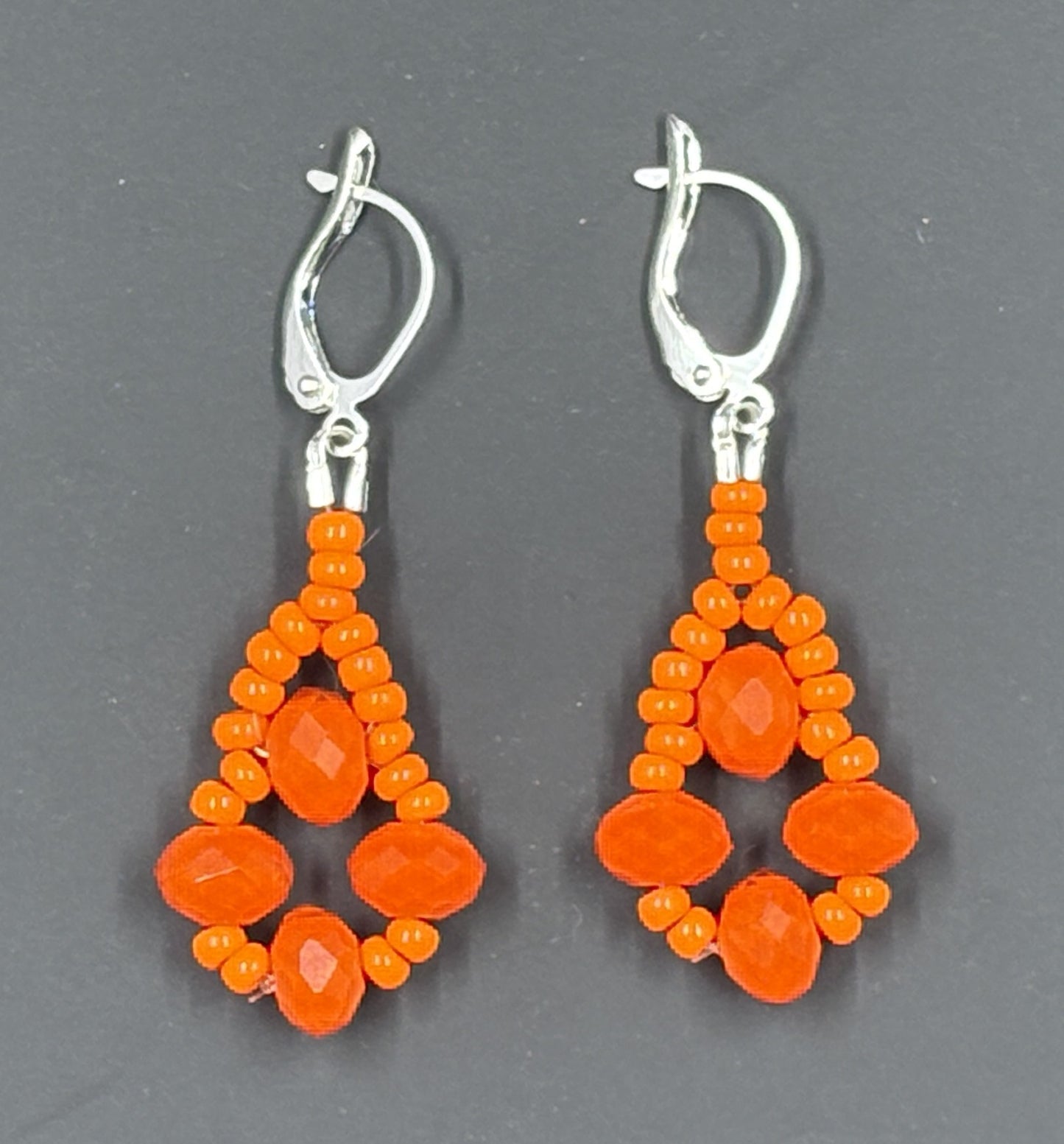 Orange Crystal Beaded Earrings