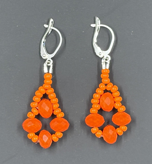 Orange Crystal Beaded Earrings