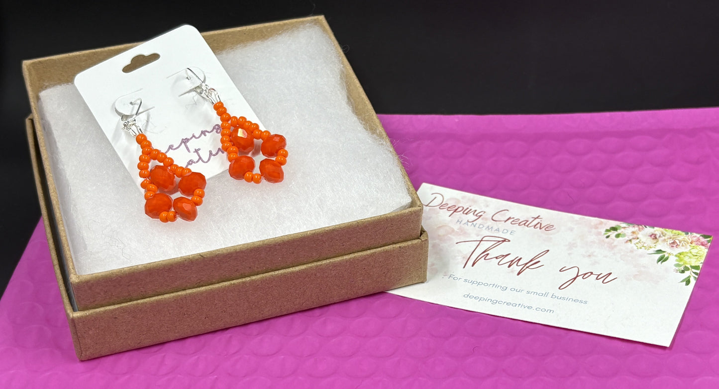Orange Crystal Beaded Earrings