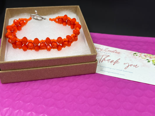 Orange Crystal Beaded Bracelet